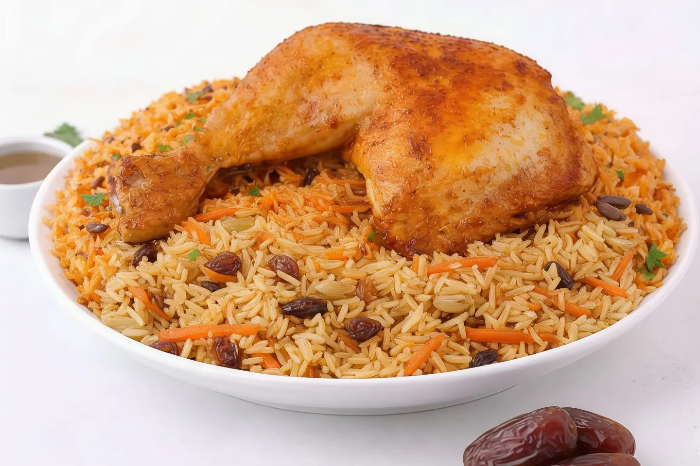 ربع شوايه مع رز وتمر