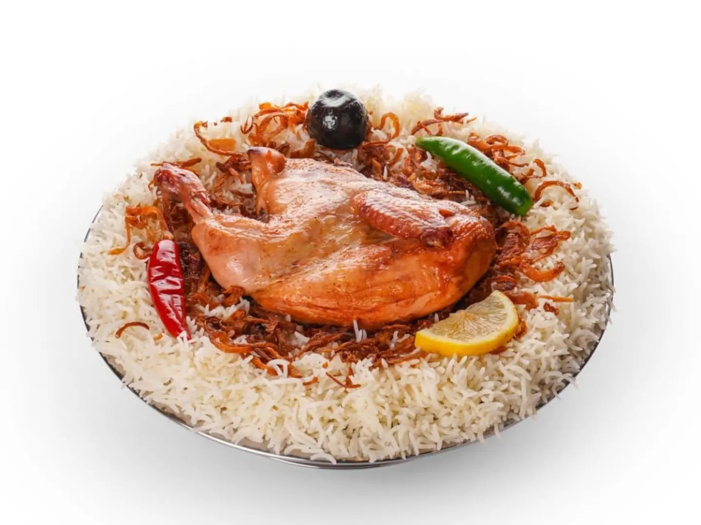 نص دجاج مظبي مع رز شعبي