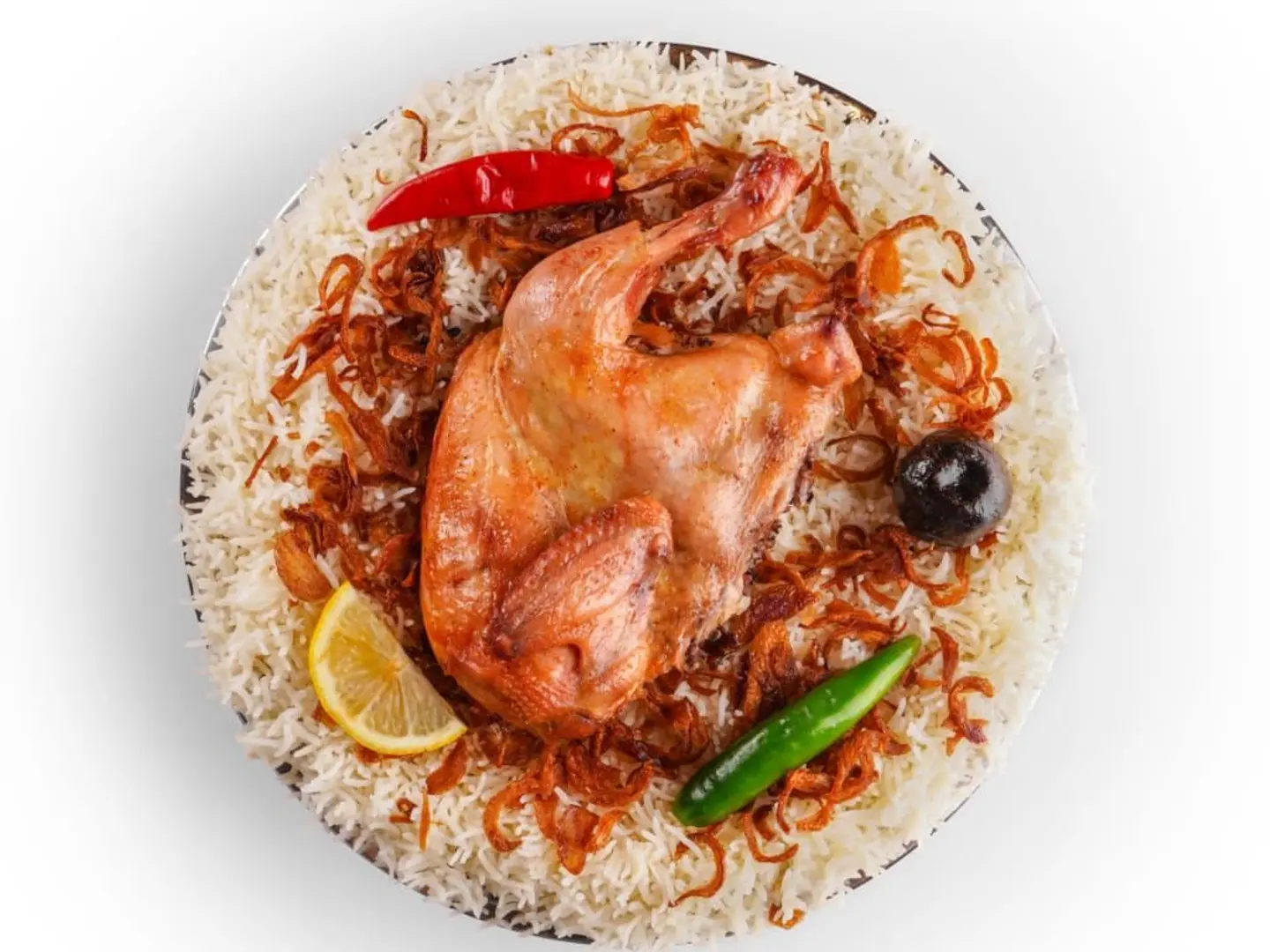 حبه دجاج حنيذ مع رز شعبي