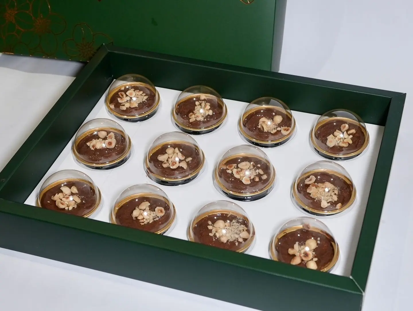 Mini Basbousa Cups Box With Chocolate And Hazelnut
