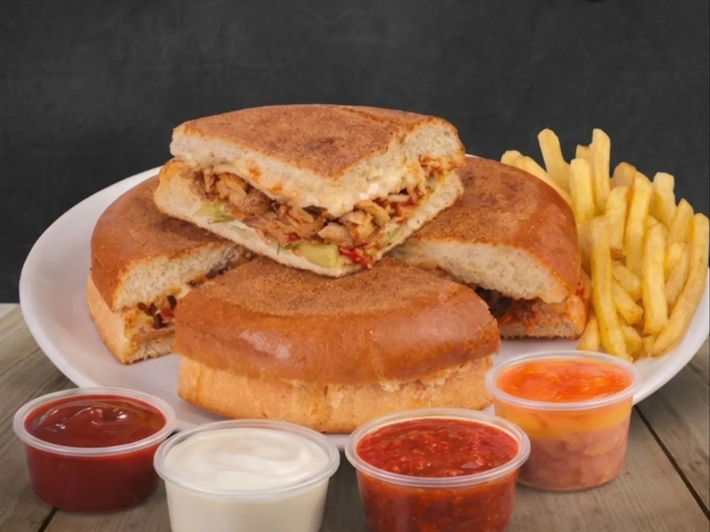 Regular Shawarma With Cheese In Bashka Bread With Potatoes And Sauces