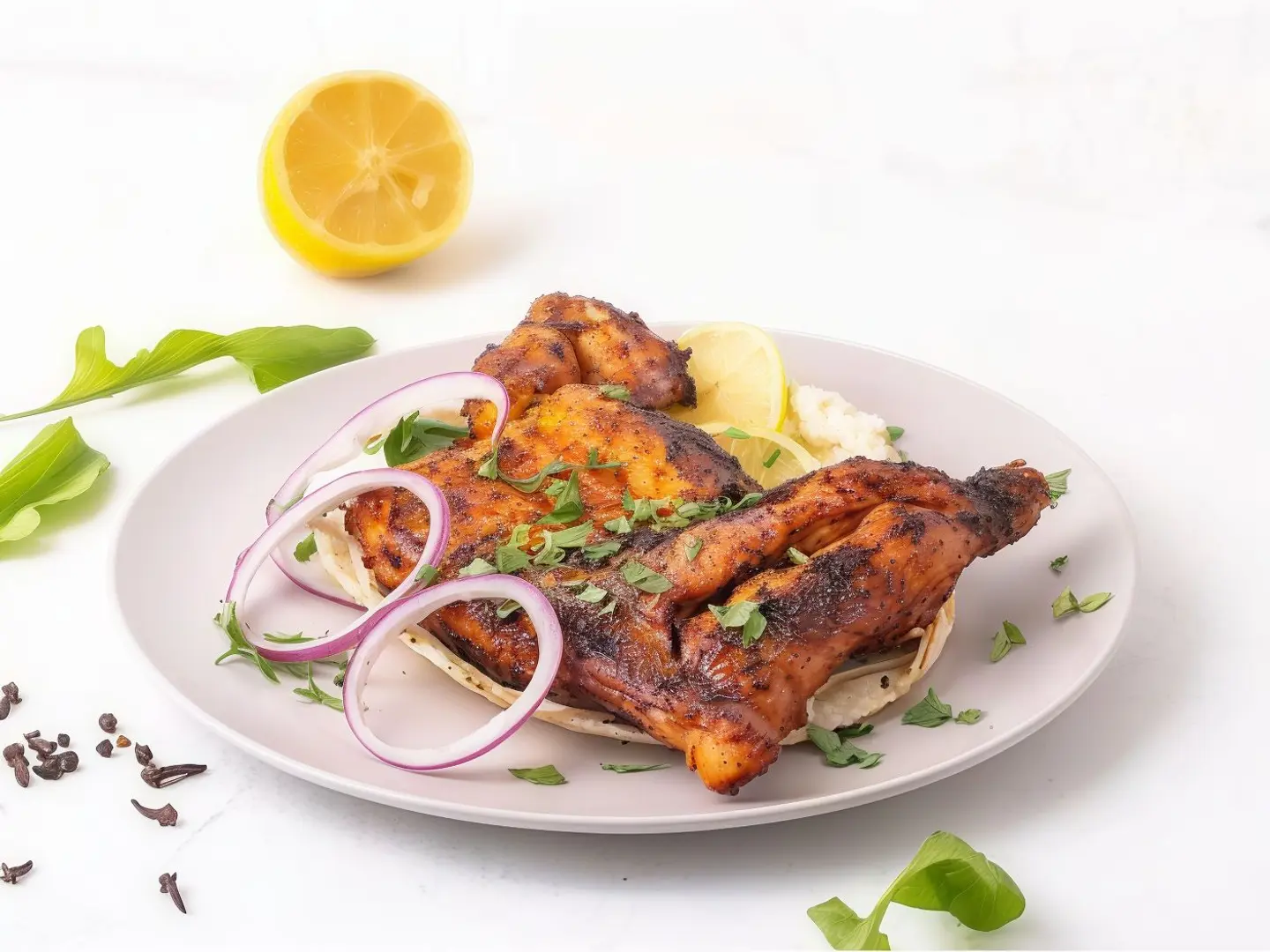 نصف حبة دجاج على الفحم بدون رز