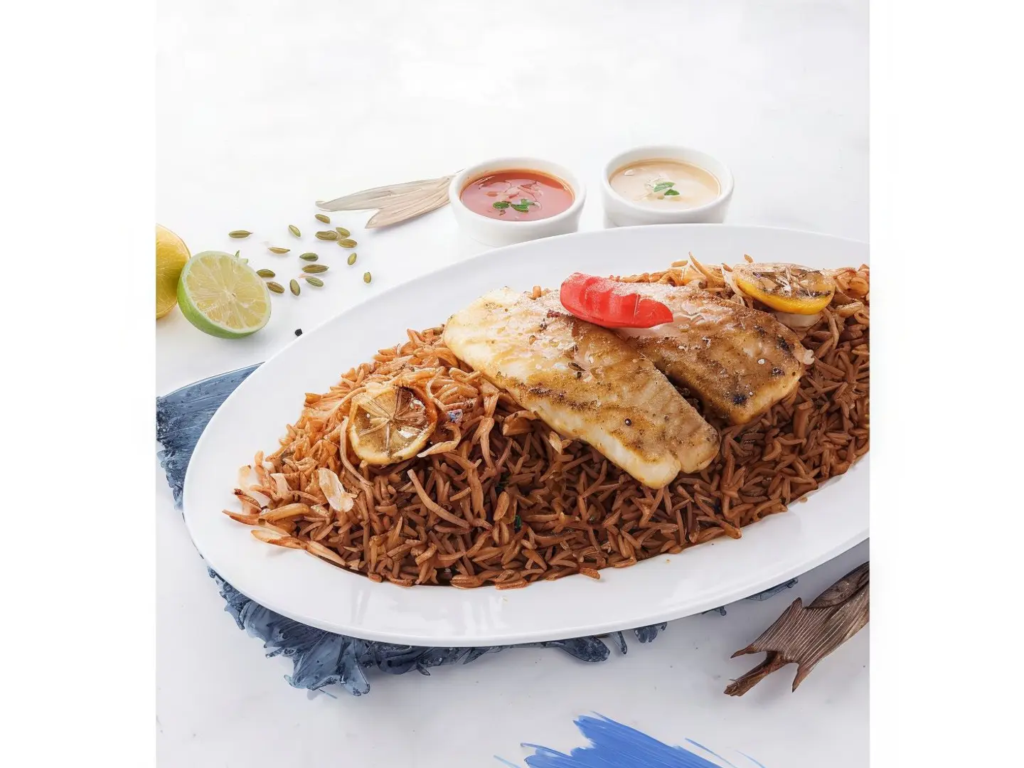 سمك فيليه مع الأرز