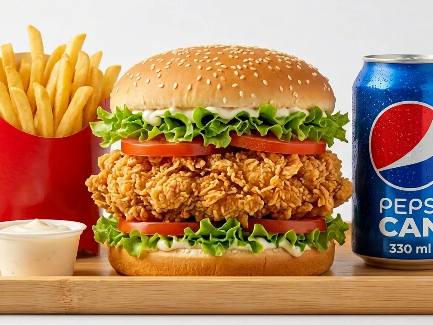 وجبة برجر الدجاج مقلي مقرمش