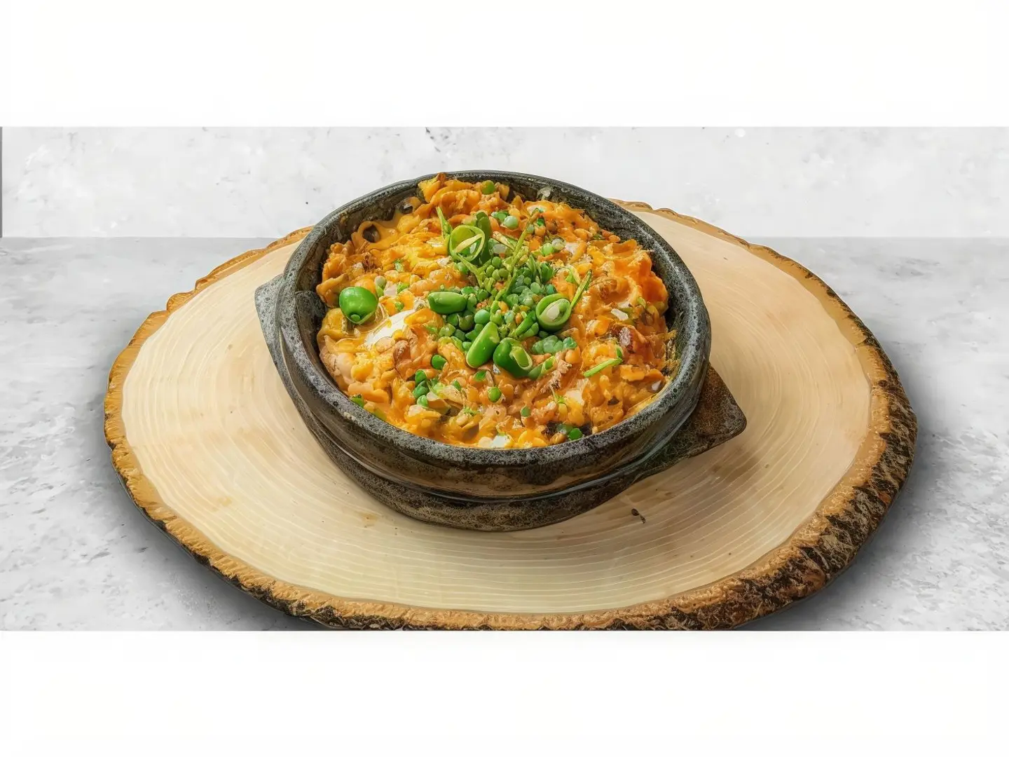 بازلاء مع البيض حجر