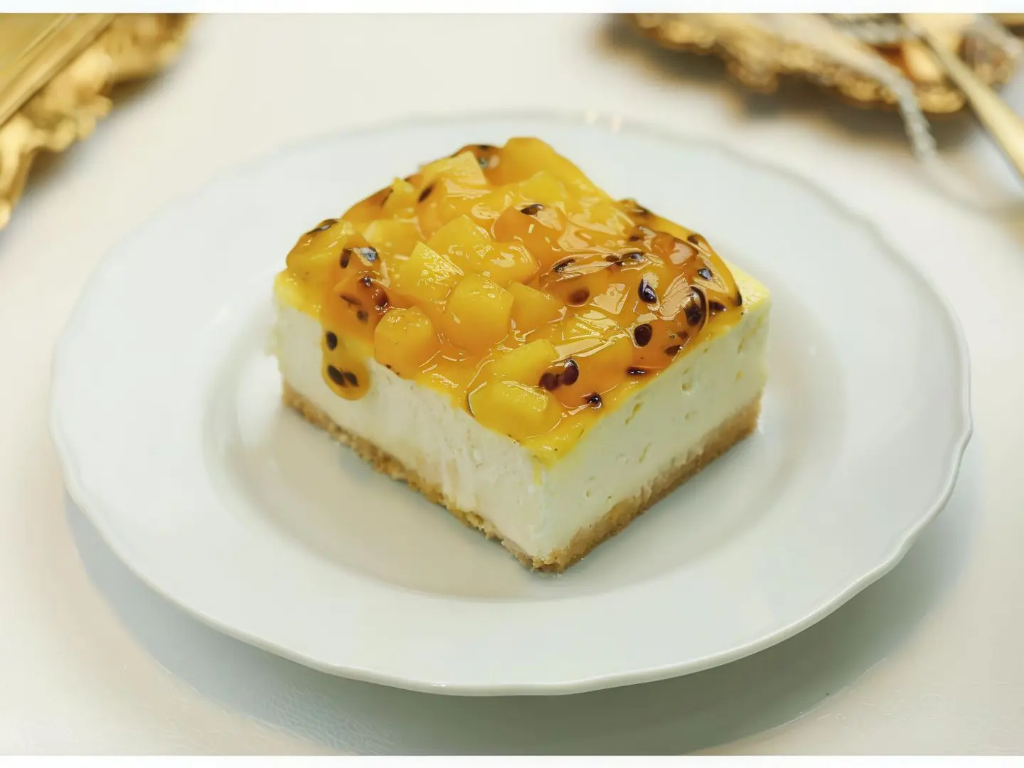 تشيز كيك بالباشن فروت والمانجو