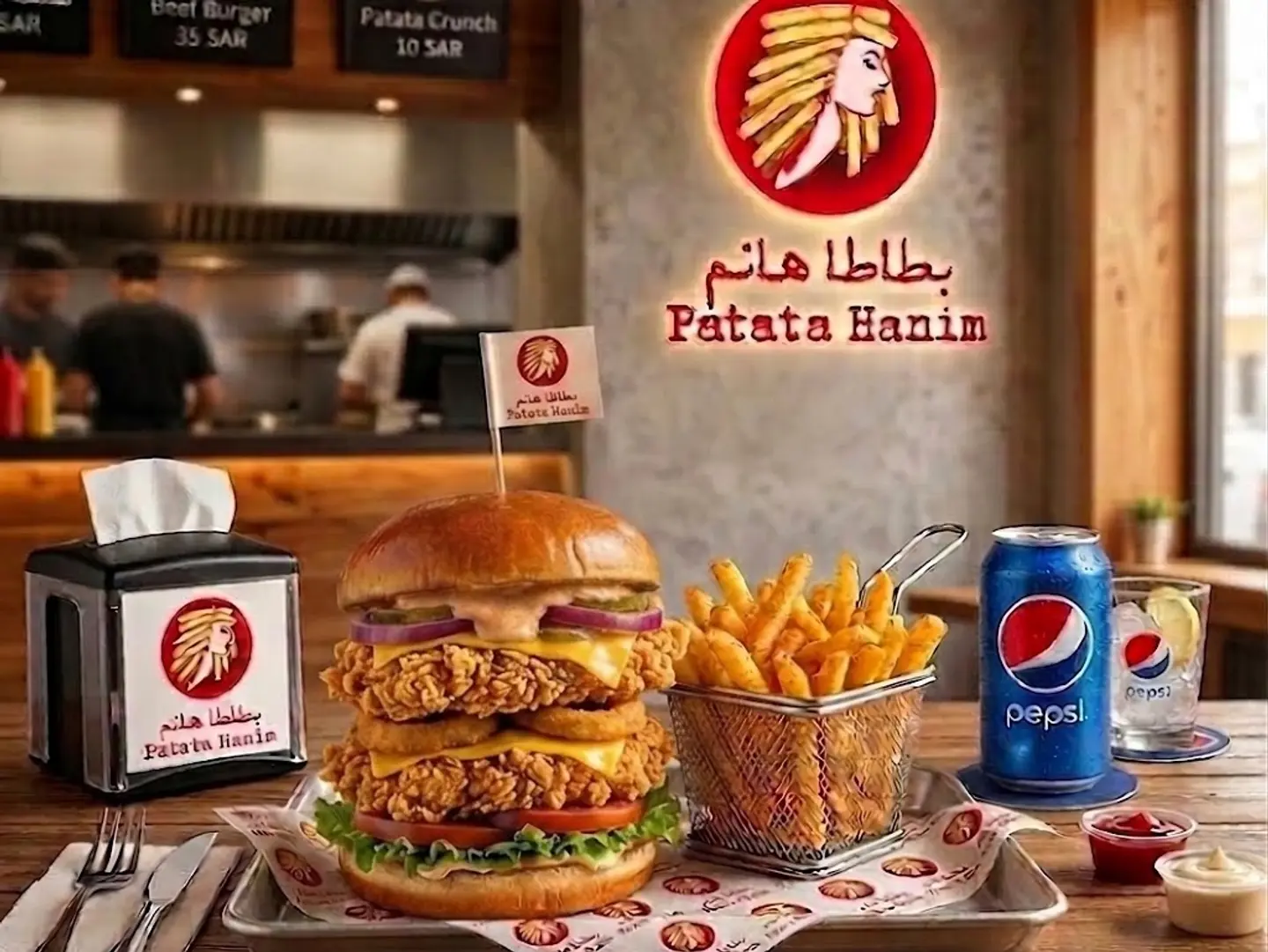 وجبة دبل برجر دجاج زنجر