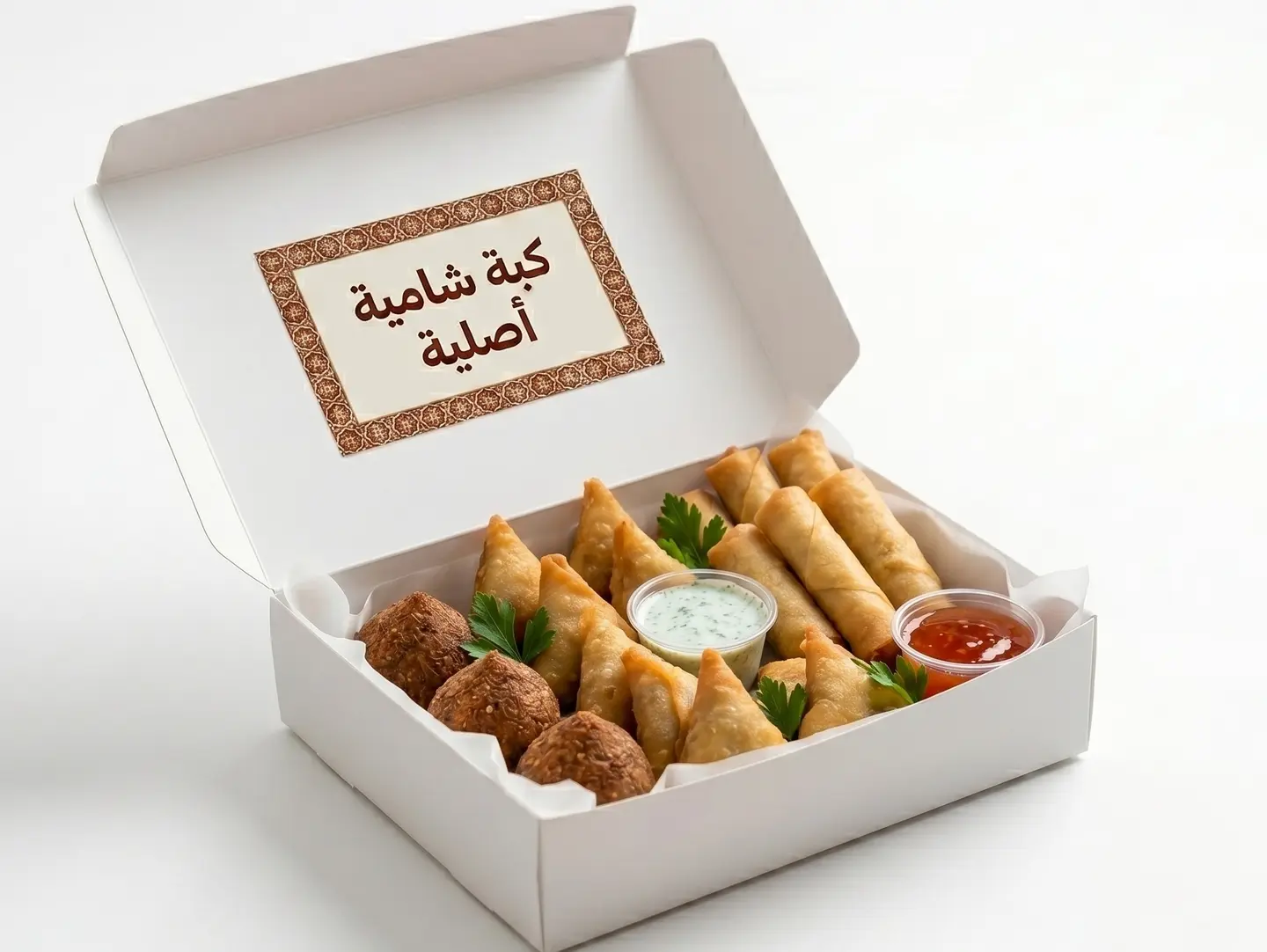 Mixed Samosa, Spring Roll And Kibbeh Box