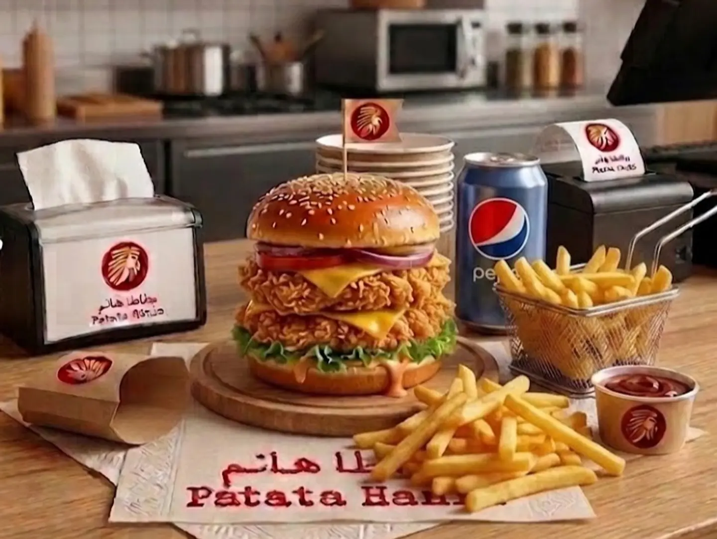 وجبة برجر دجاج كرسبي و 1 بطاطس و 1 مشروب