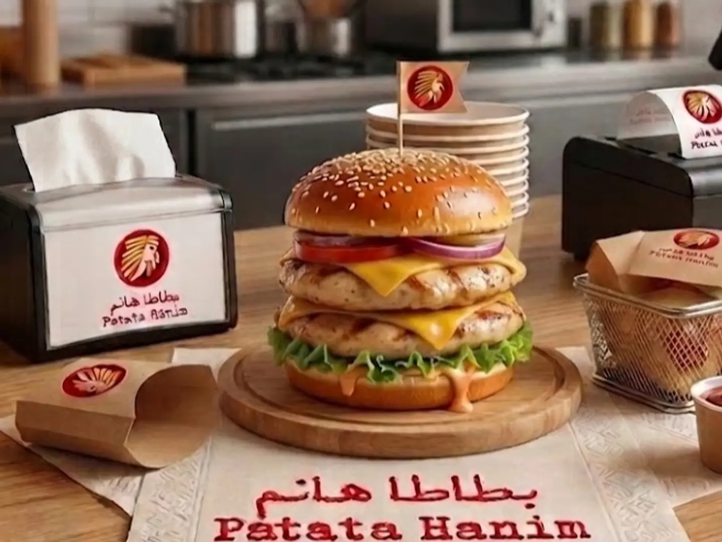 دبل برجر دجاج مشوي
