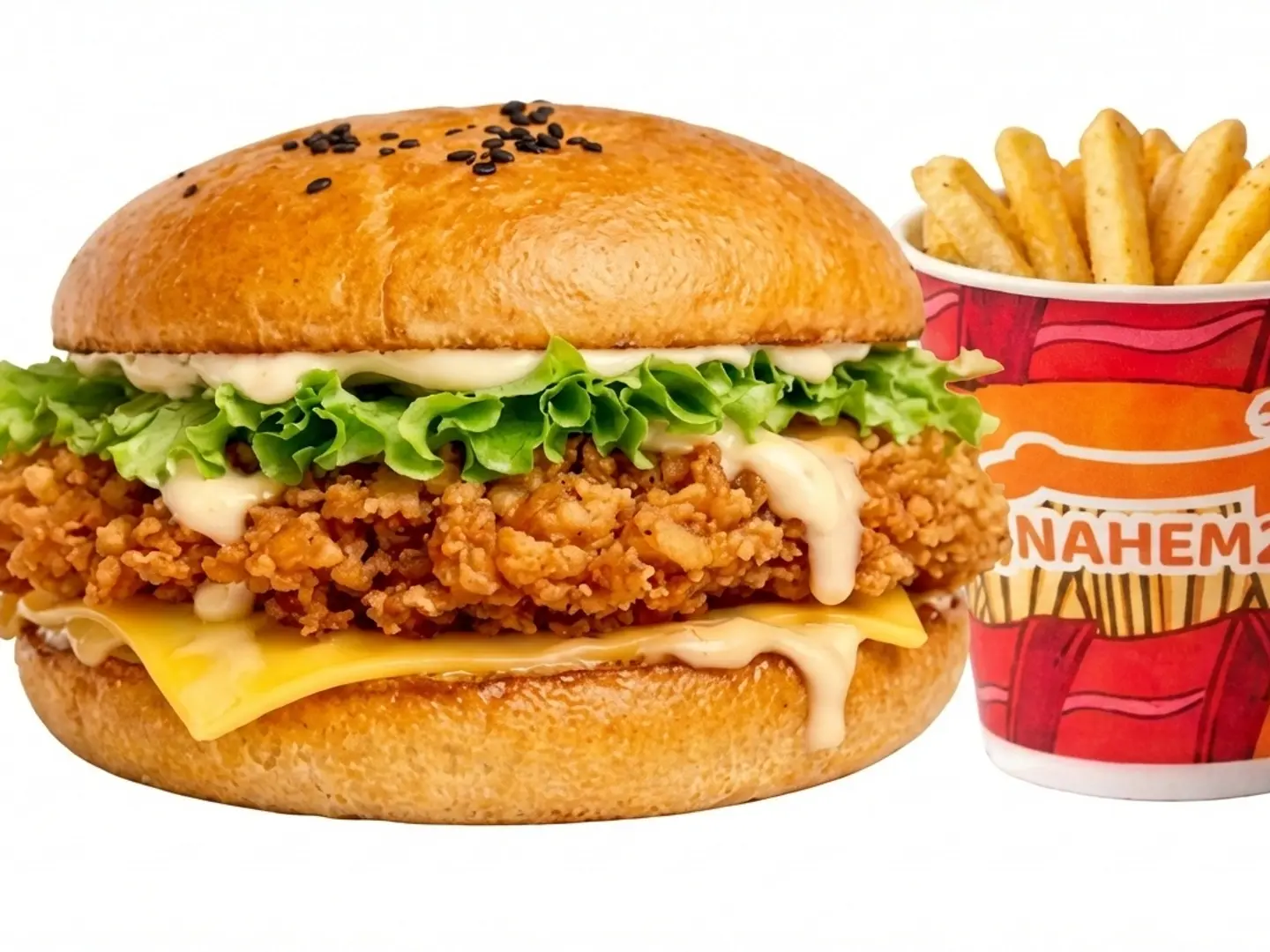 برجر دجاج زنجر مع بطاطس