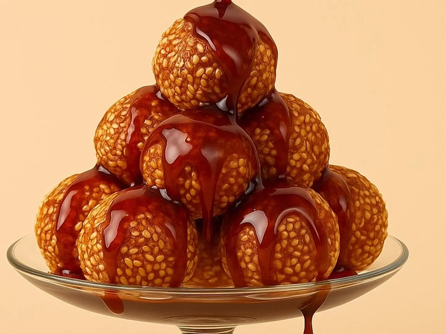 Small Cheese Luqaimat With Date Molasses And Sesame