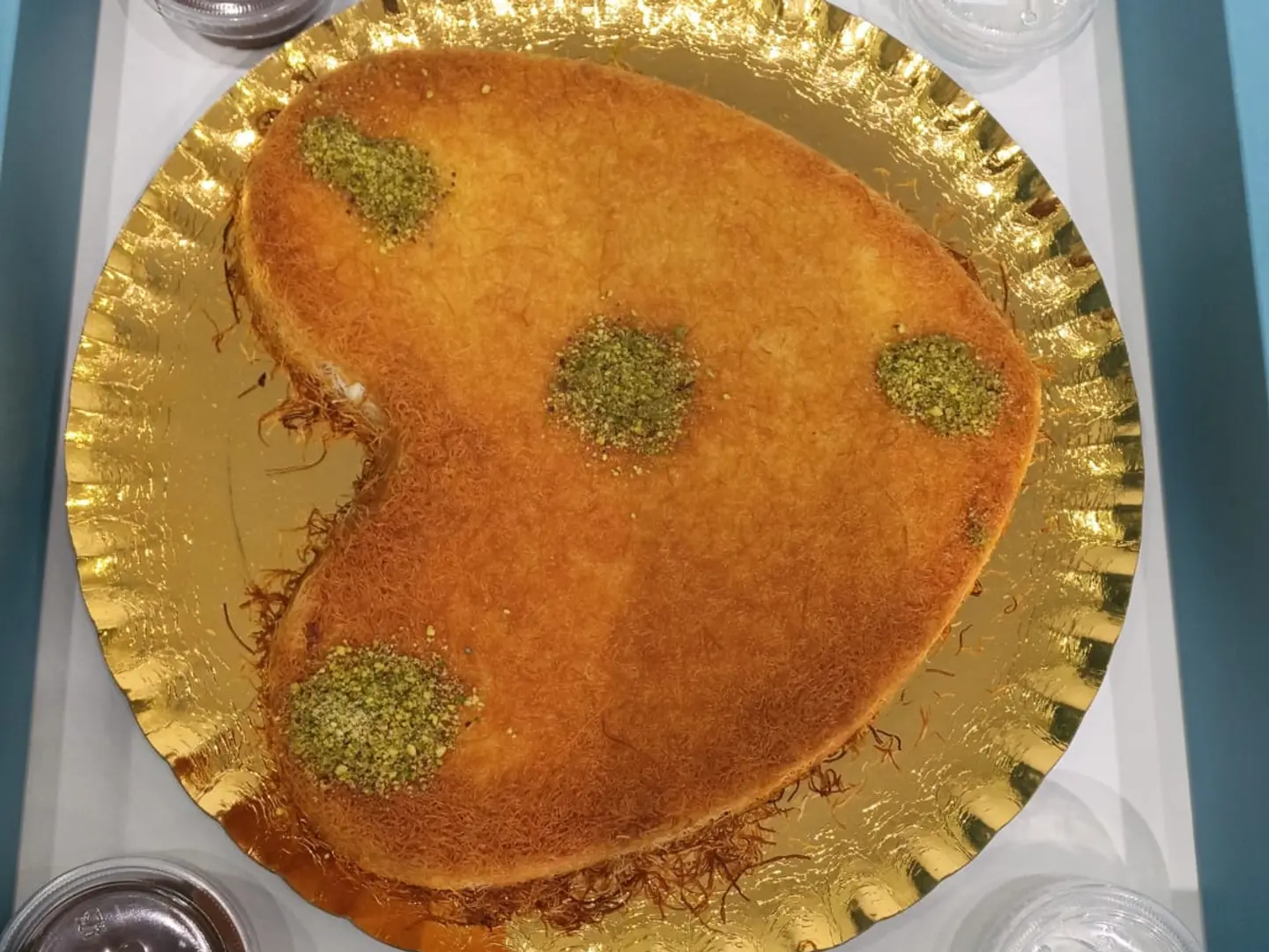 Kunafa With Cream, Toasted Milk, Kinder Sauce, Heart