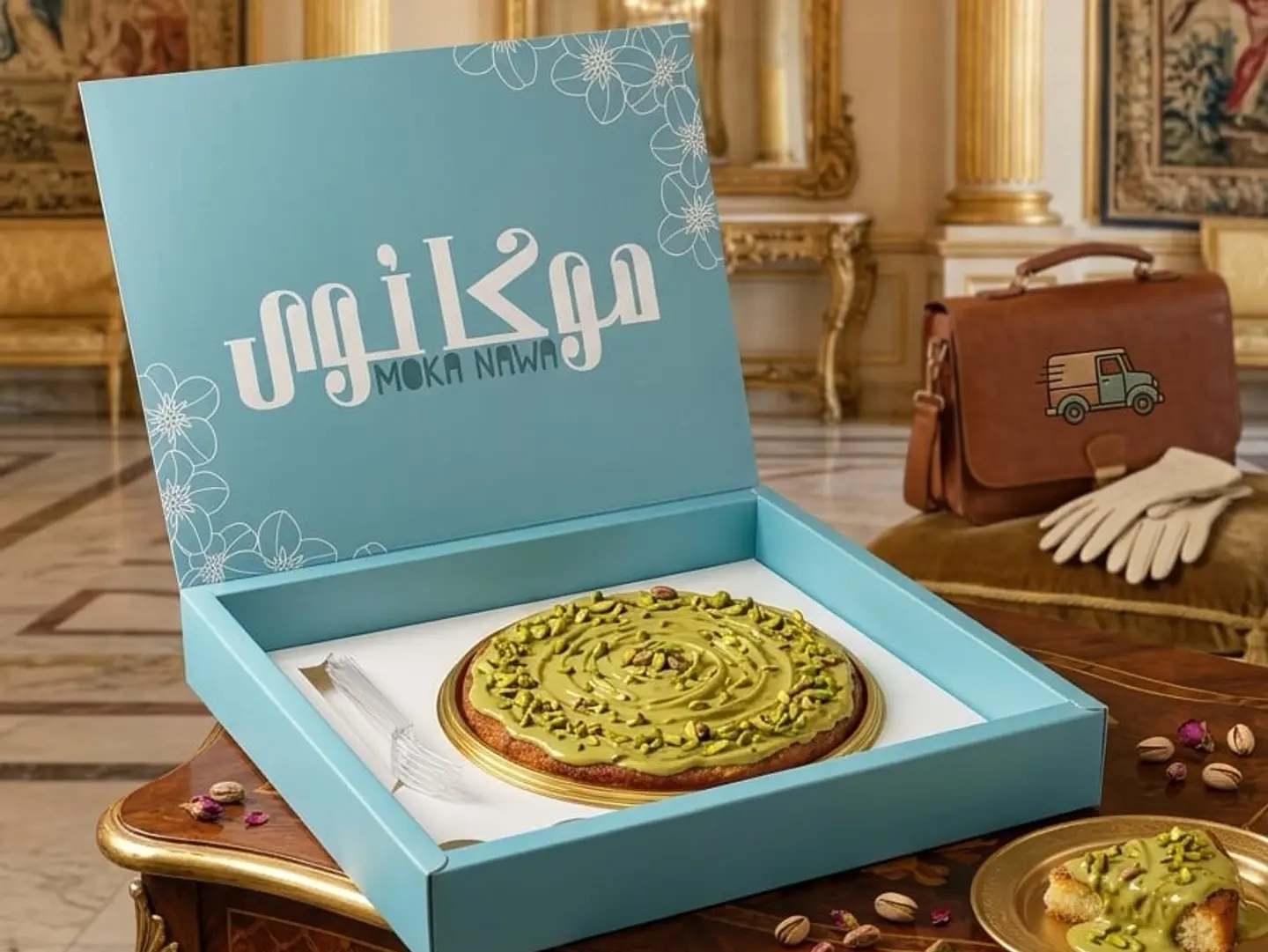 Basbousa With Cream And Pistachio