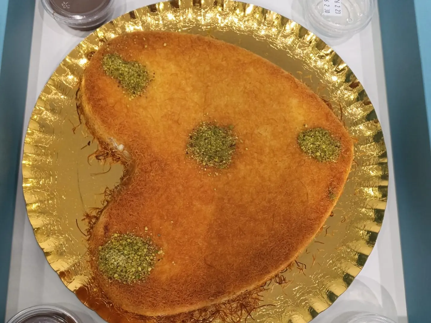 Cream Kunafa With Caramel Sauce Heart