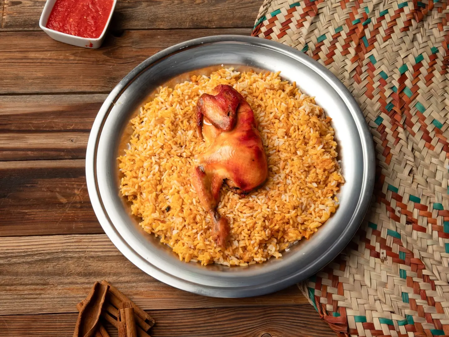 دجاج مندي مع رز مندي (ابو بنت) - نص حبة دجاج مع الرز