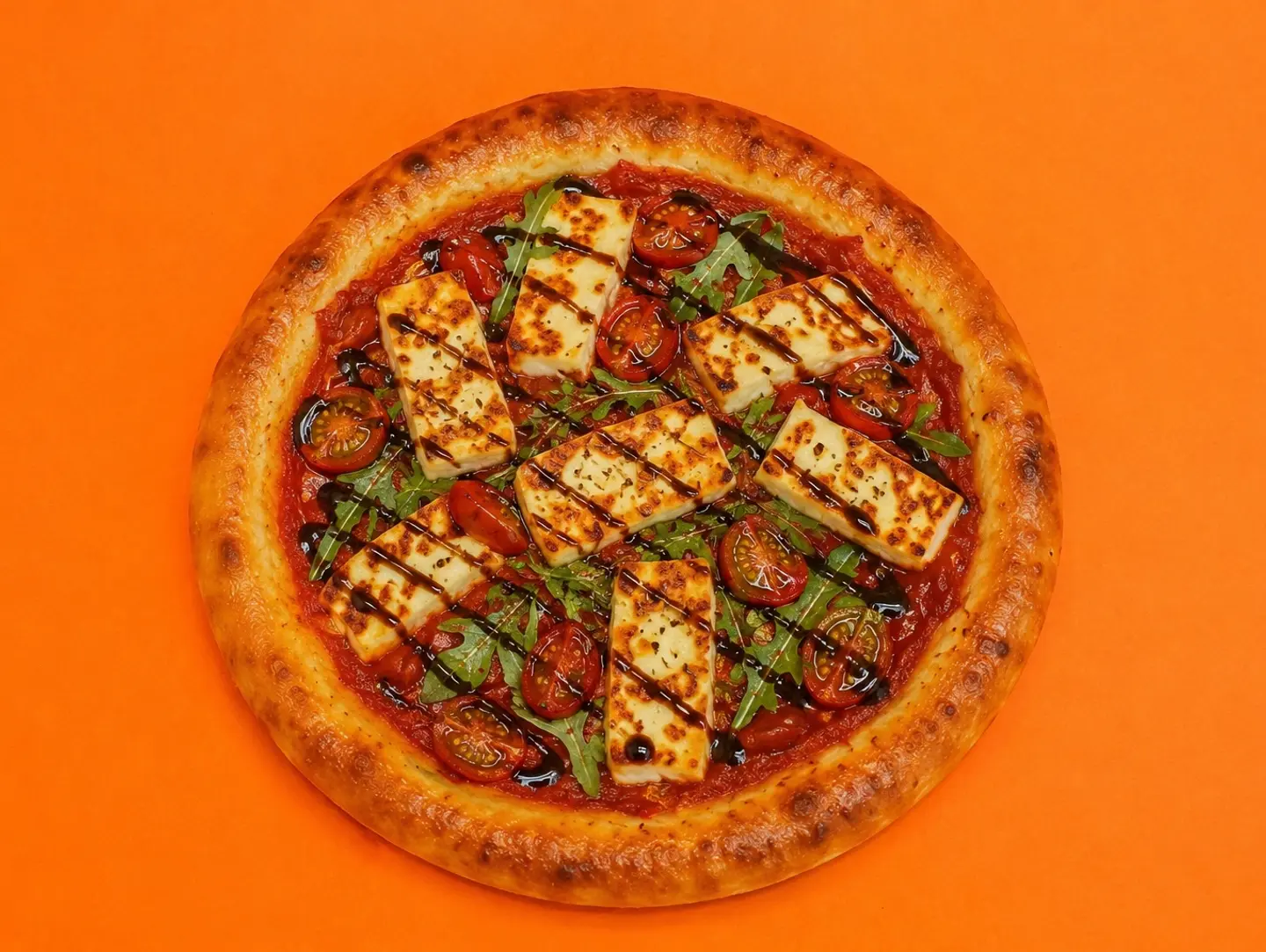 Neapolitan Halloumi Pizza With Pomegranate Molasses