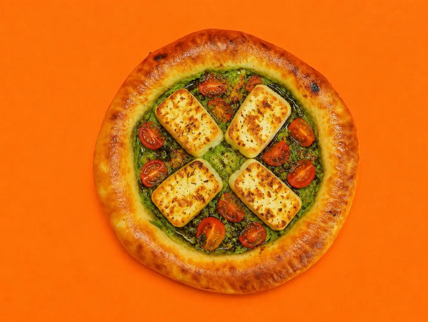 Neapolitan Halloumi And Pesto Pizza