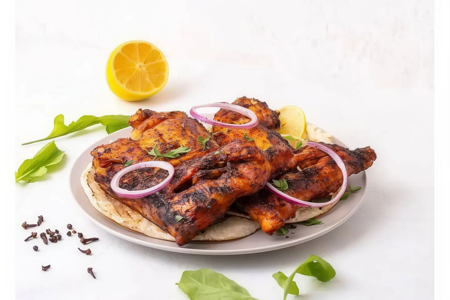 Half A Charcoal Chicken With Rice