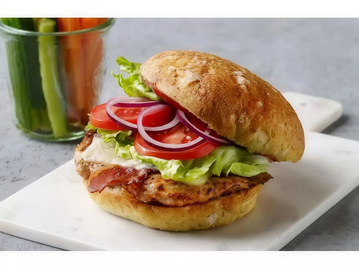 برجر دجاج على الفحم