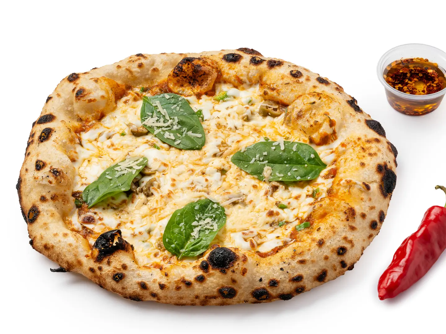 Napoli Pizza With Dough, Wood Fire Baking, And Pepper