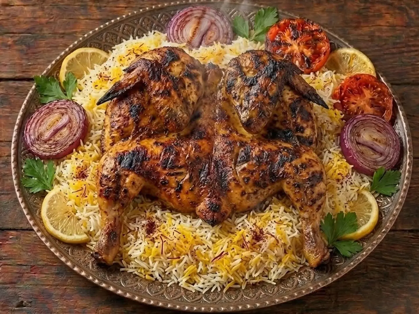 Charcoal Grilled Chicken (Whole) With Rice.