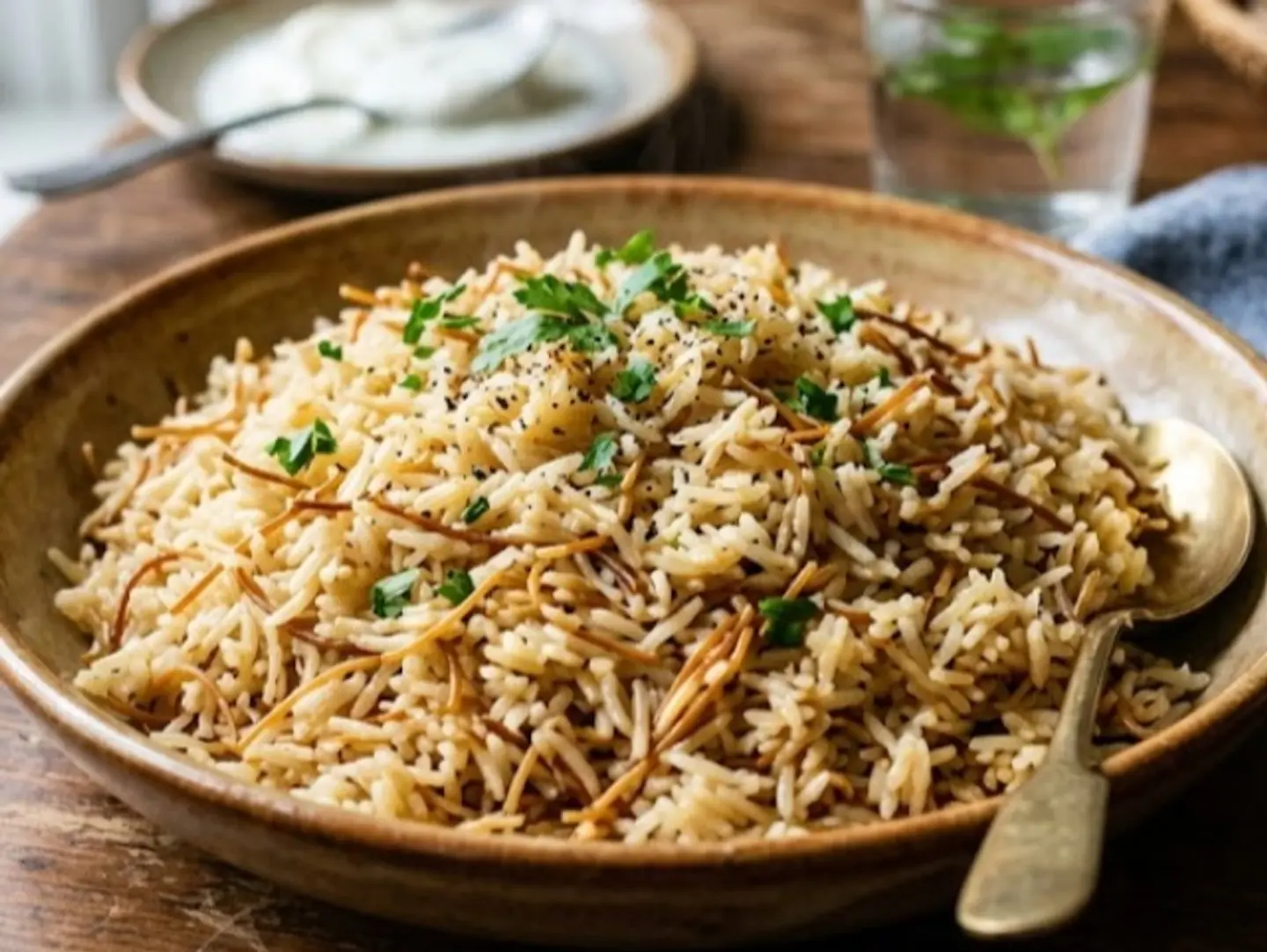 Chicken Molokhia With Vermicelli Rice