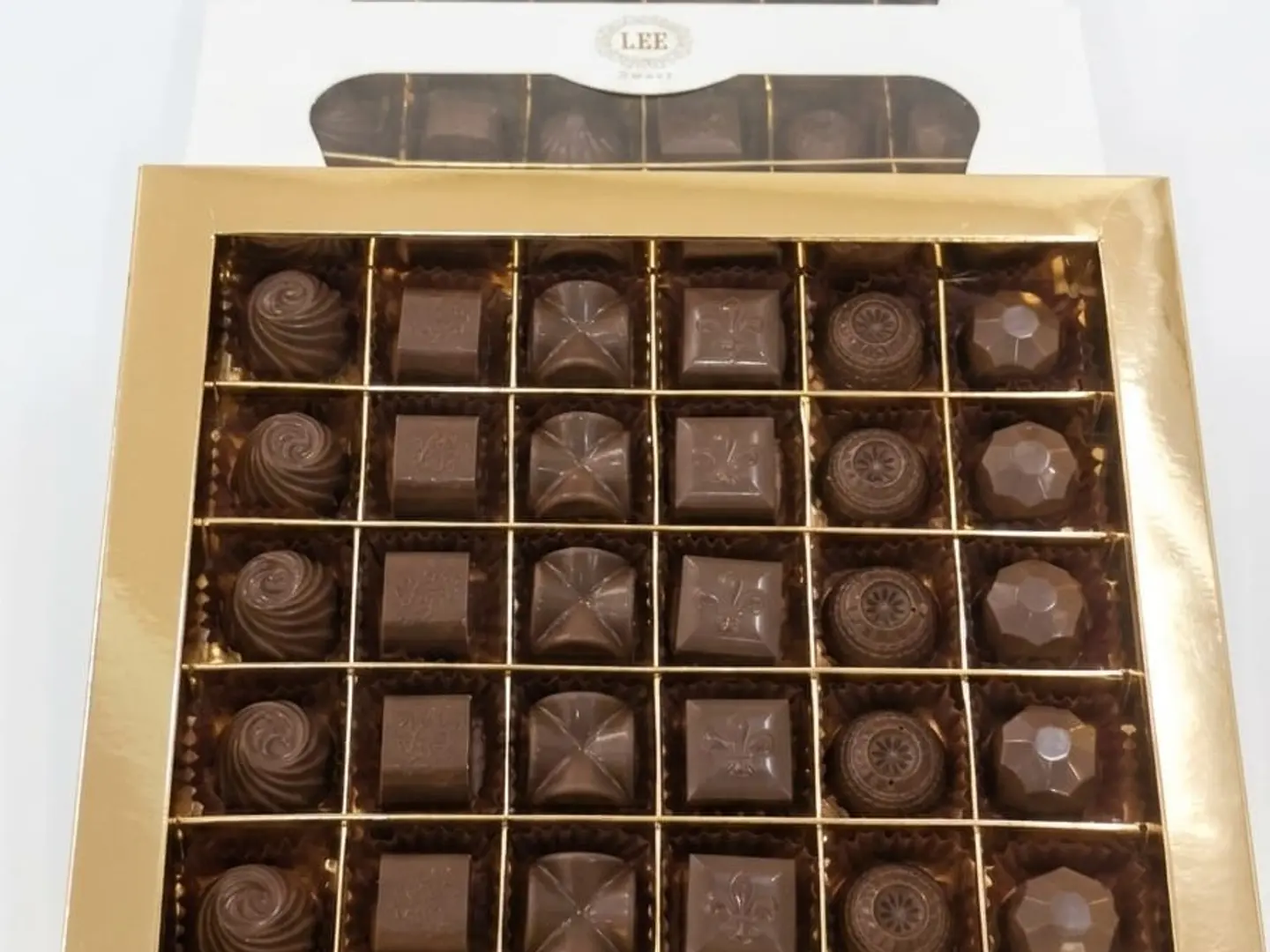 White Square Box Unwrapped Chocolate