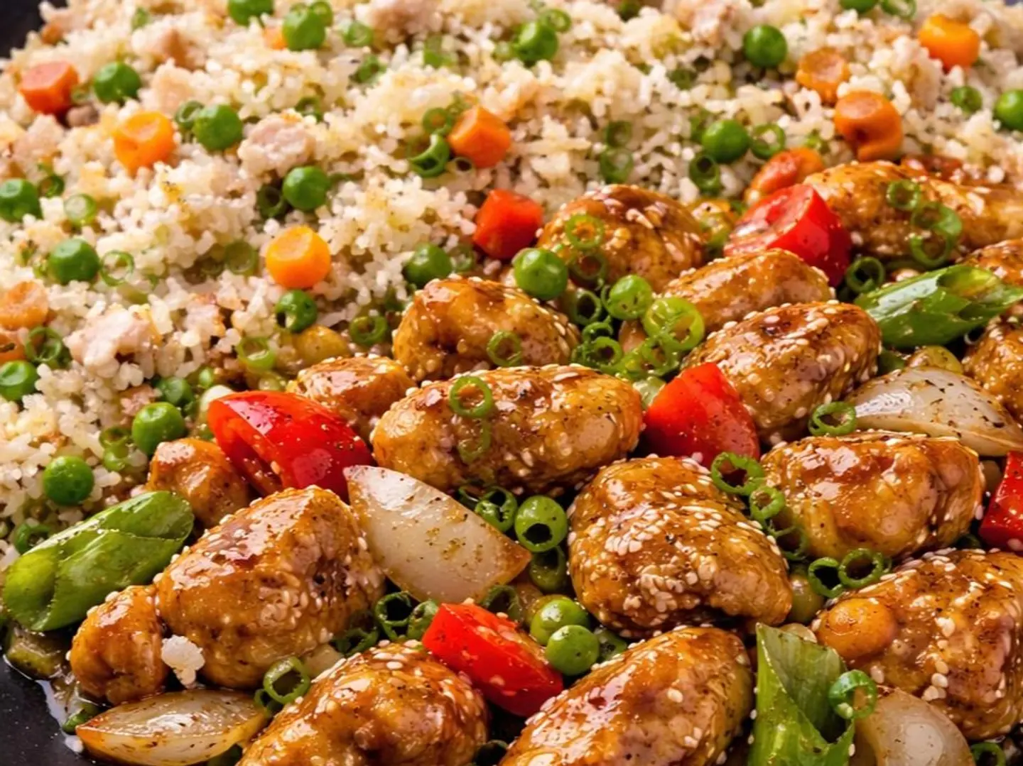 Honey Sesame Chicken With Chicken Fried Rice
