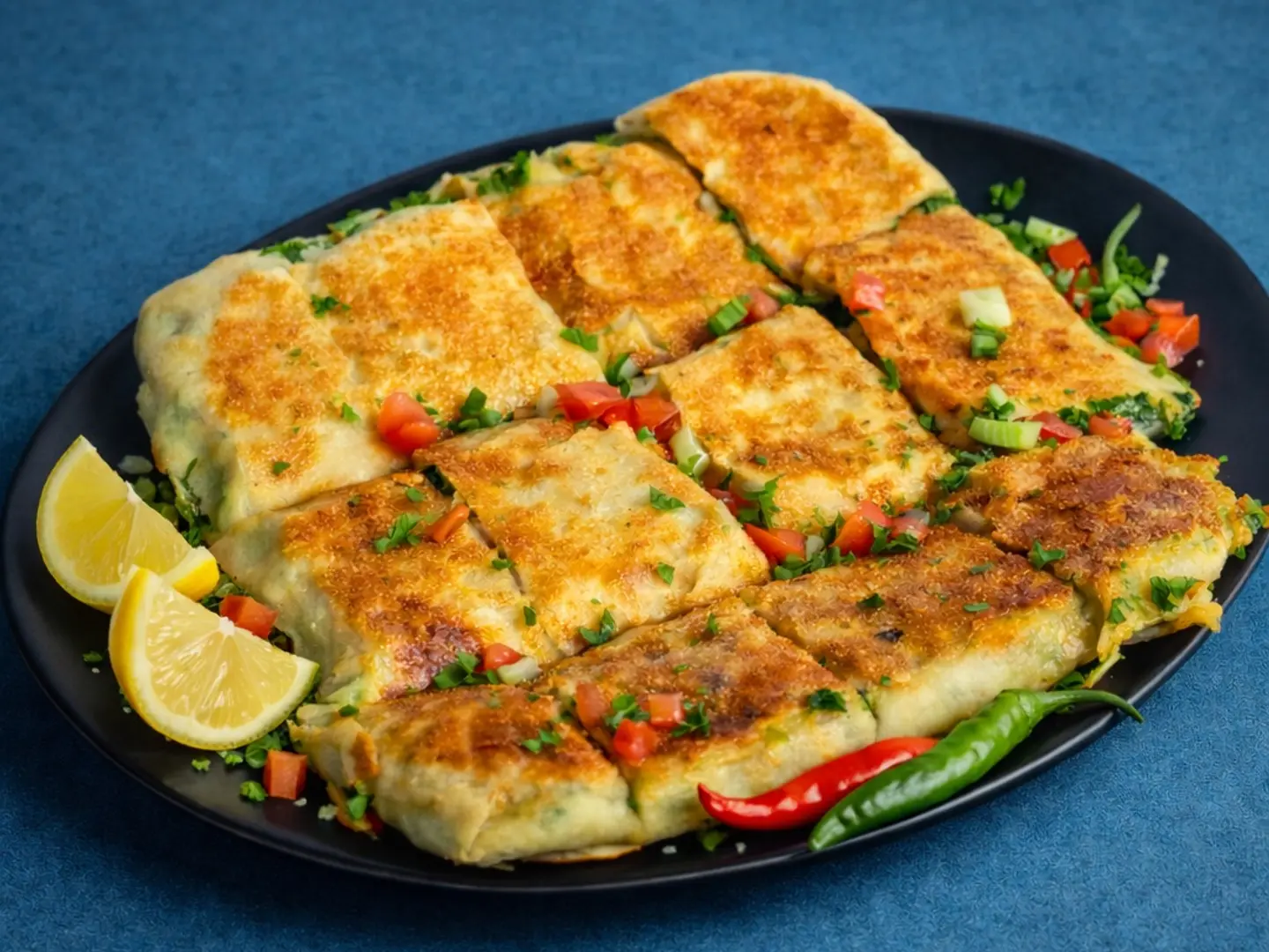 Plain Mutabak With Vegetables, Two Layers