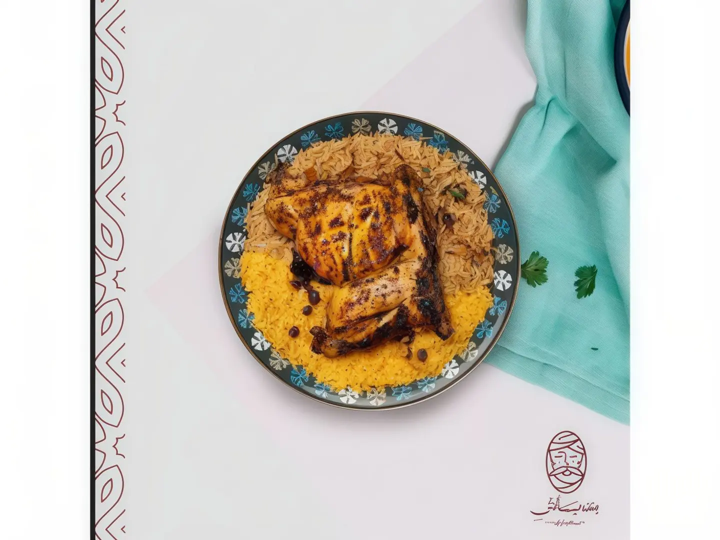 نصف دجاج على الفحم