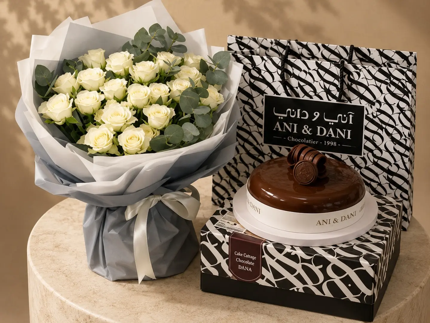 Galaxy Cake By Aani & Dani With An Elegant Bouquet