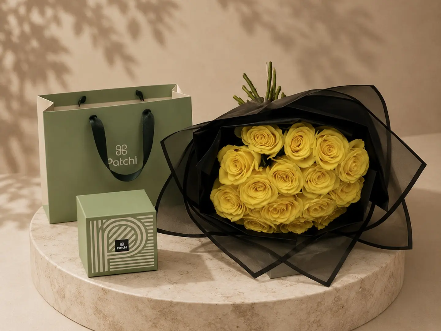 Yellow Bouquet With Patchi Chocolates