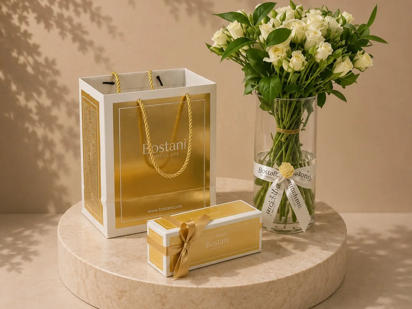 A White Vase With Garden Chocolates