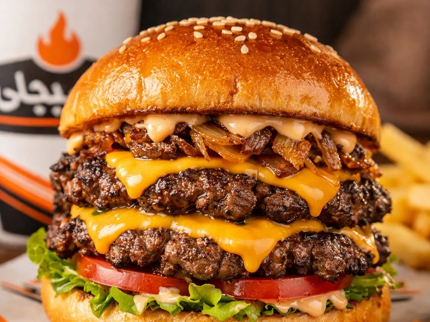 دبل سماش برجر لحم