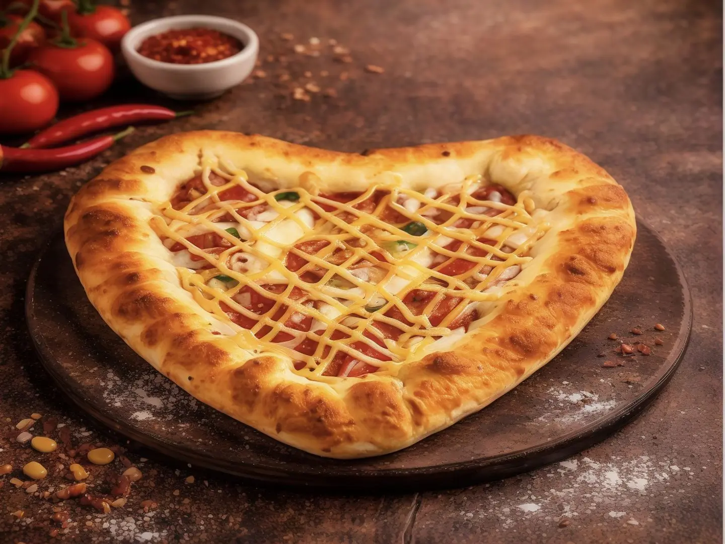 بيبروني هارت بأطراف جبن مع صوصات