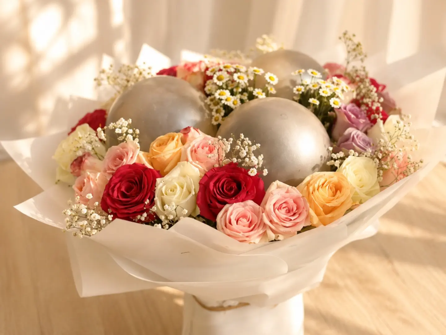 Bouquet Of Rose With Balloon