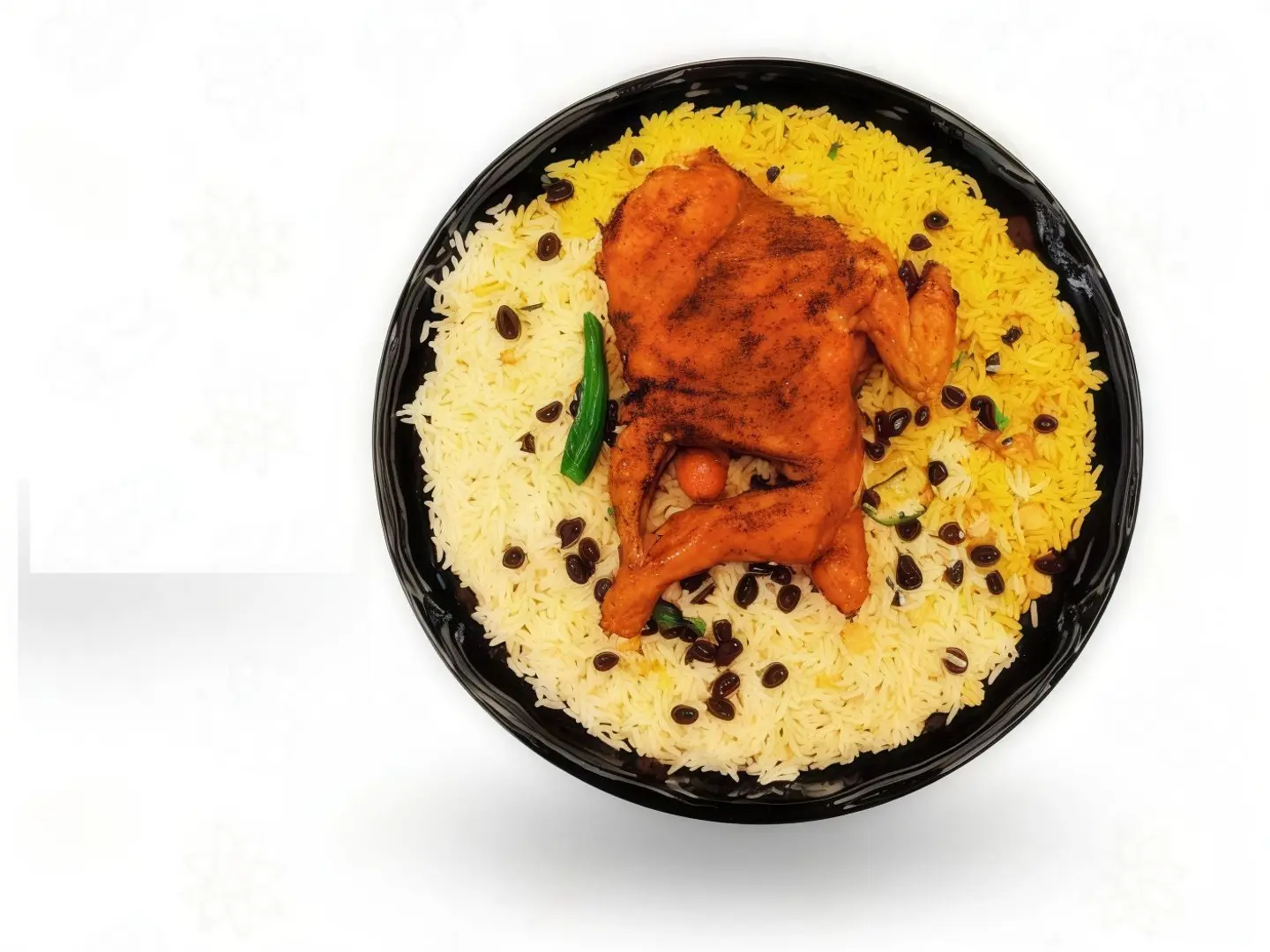 نصف حبه على الفحم مع رز بخاري