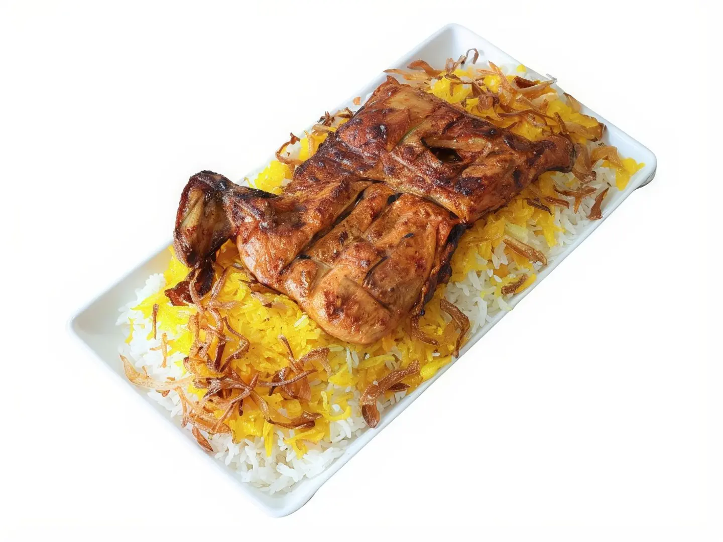 نص حبه على الفحم مع الأرز