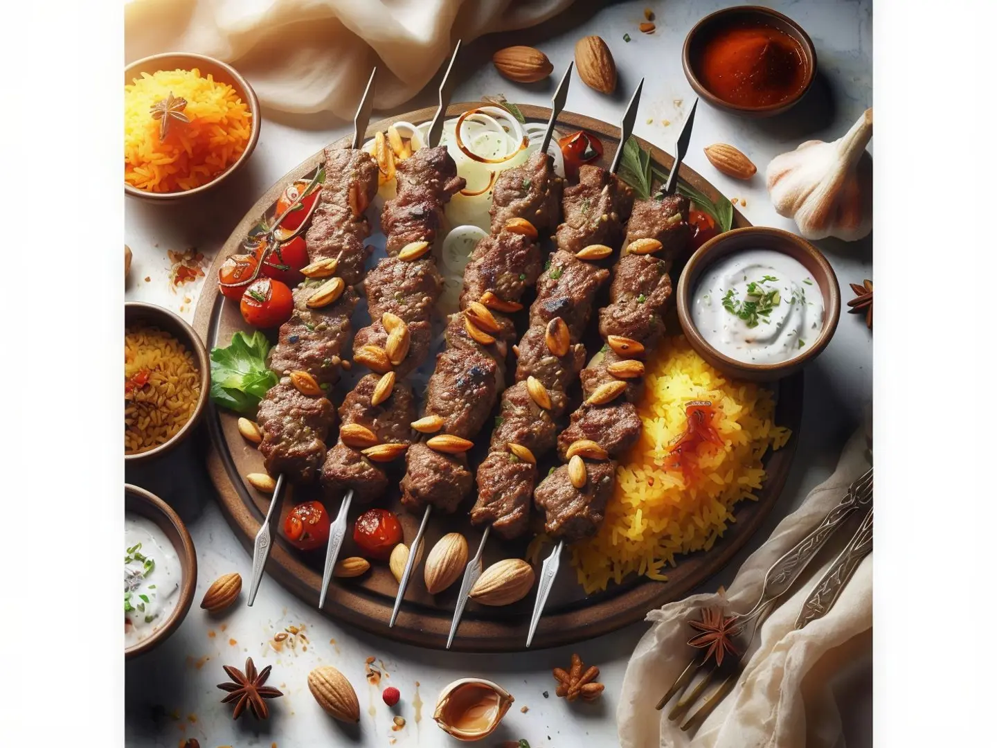 كباب لحم مكسرات