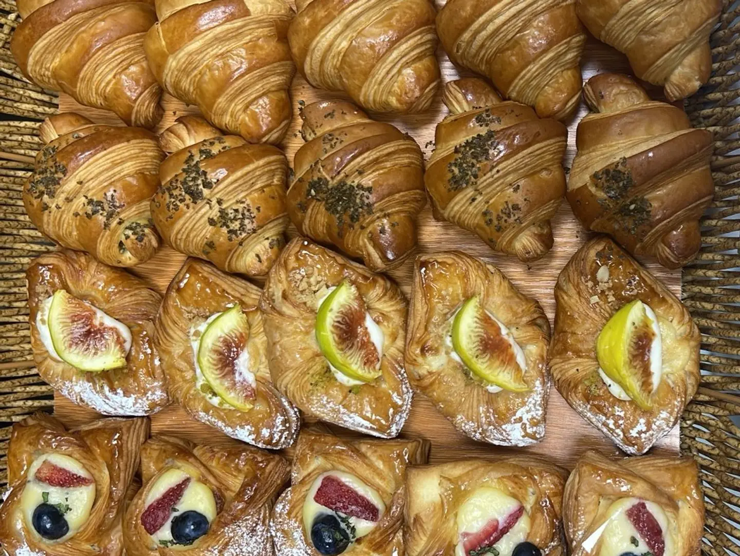 A Selection Of Small Pastries (20 Pieces) With A Can Of Coffee.