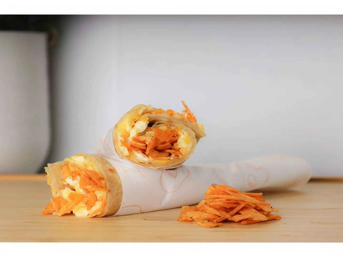 جباتي جبن سائل مع شيبس