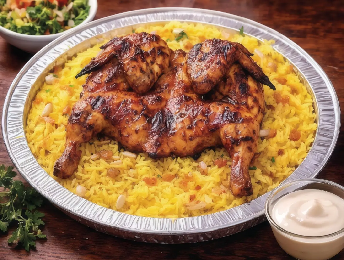 Grilled Chicken Over Charcoal With Rice. - Charcoal Grilled Chicken With Rice (Quarter Chicken)