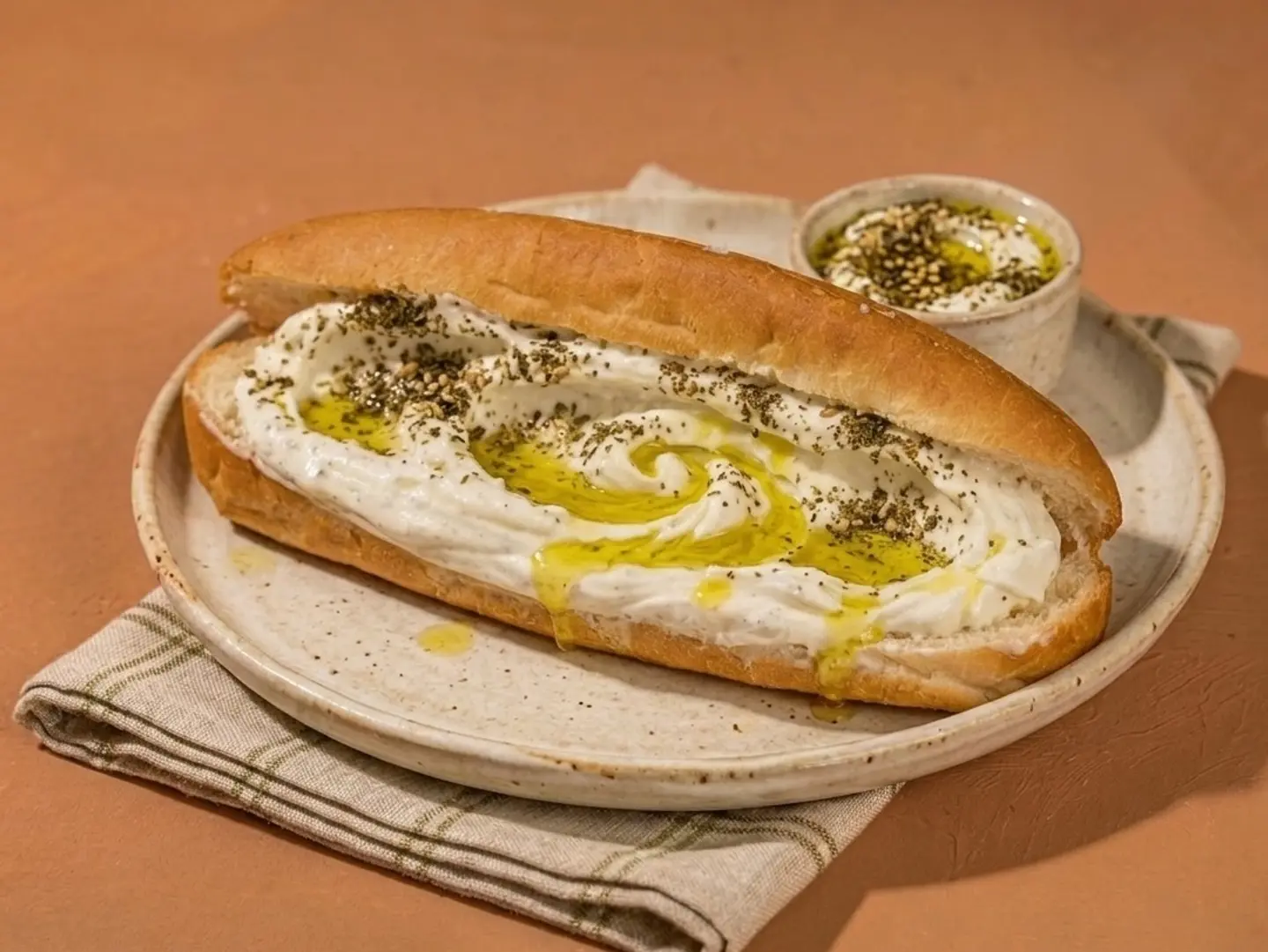 ساندويتش لبنة و زعتر
