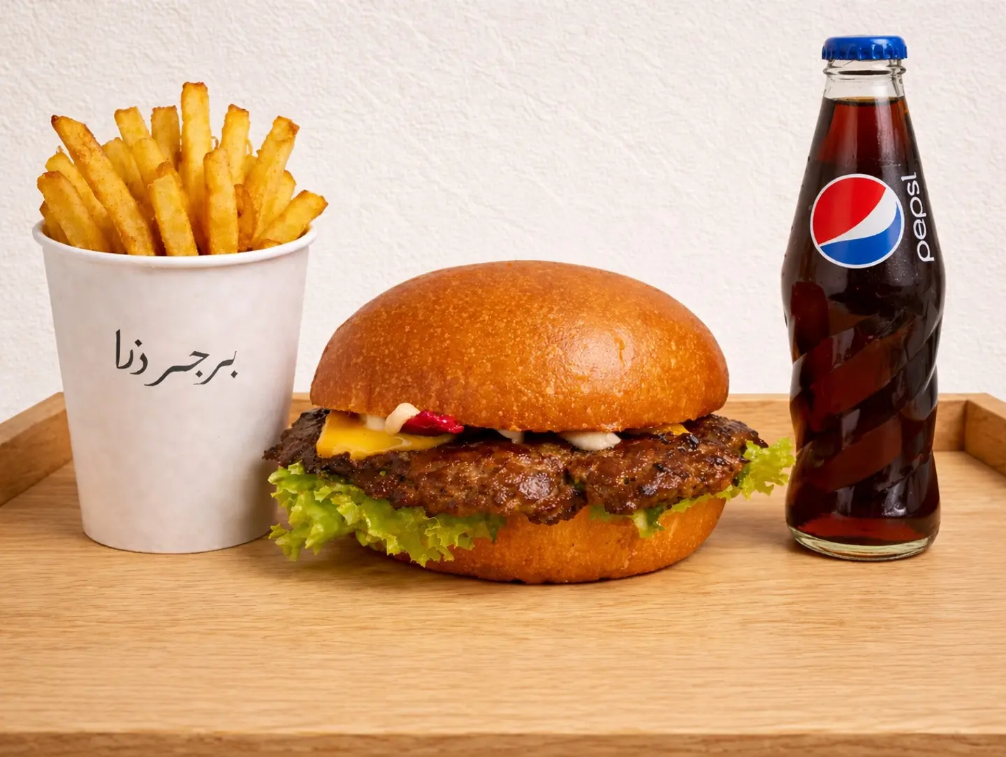 وجبة برجر سماش لحم سنجل