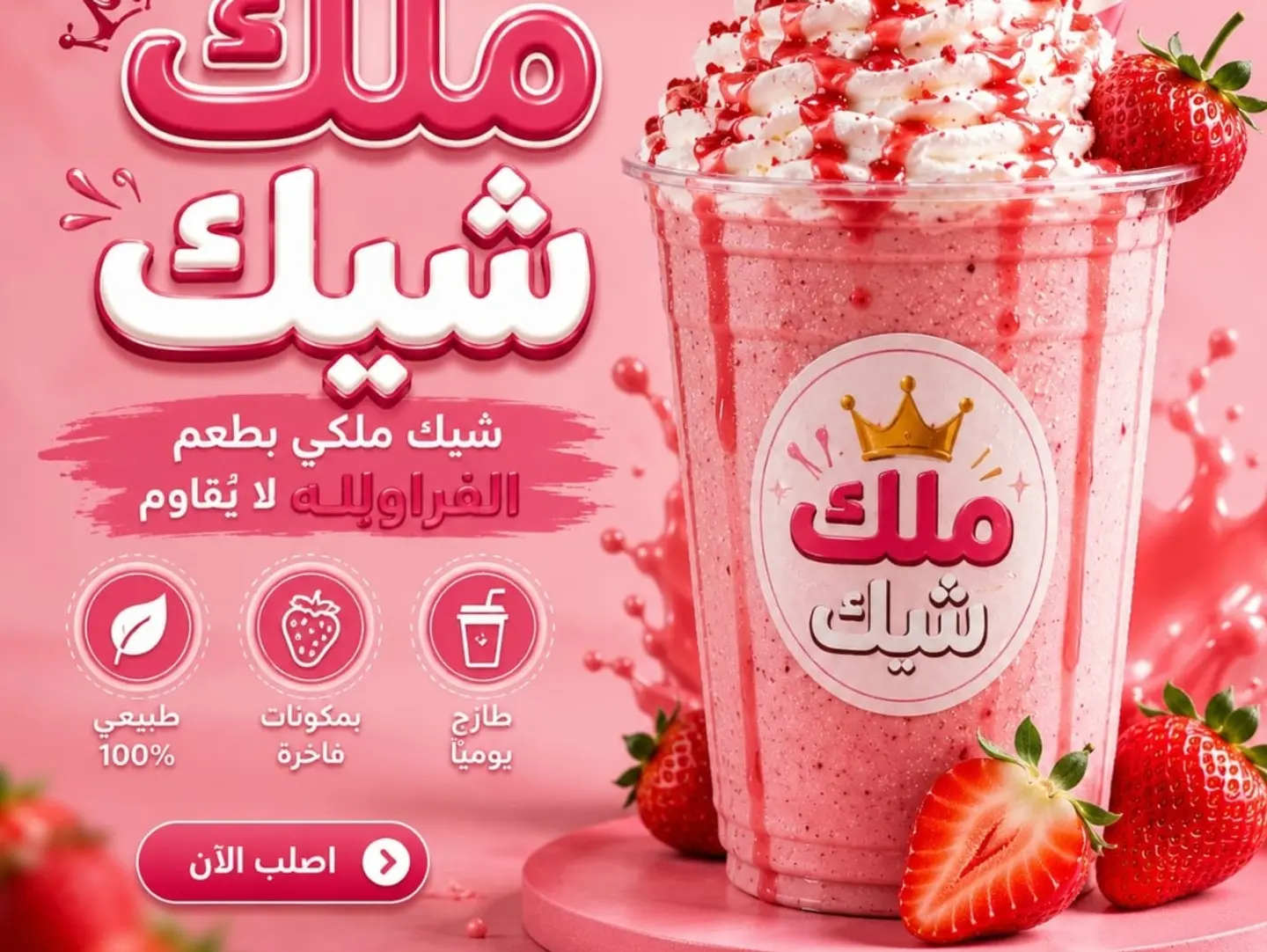 ميلك شيك فراولة - صغير