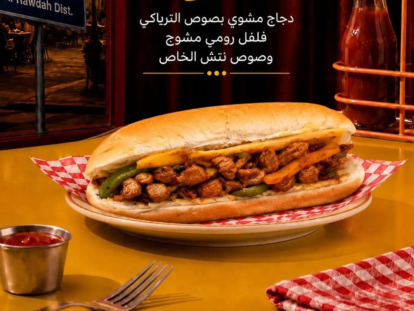 ساندوتش دجاج ترياكي