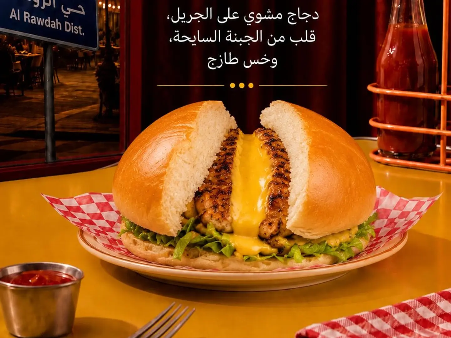 برجر دجاج محشي بالجبن