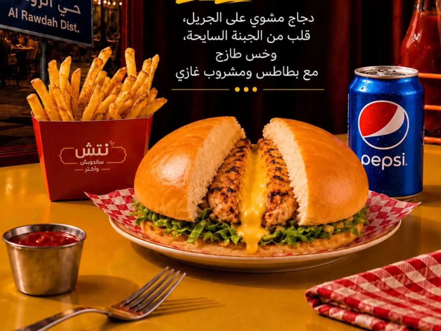وجبة برجر دجاج محشي جبن
