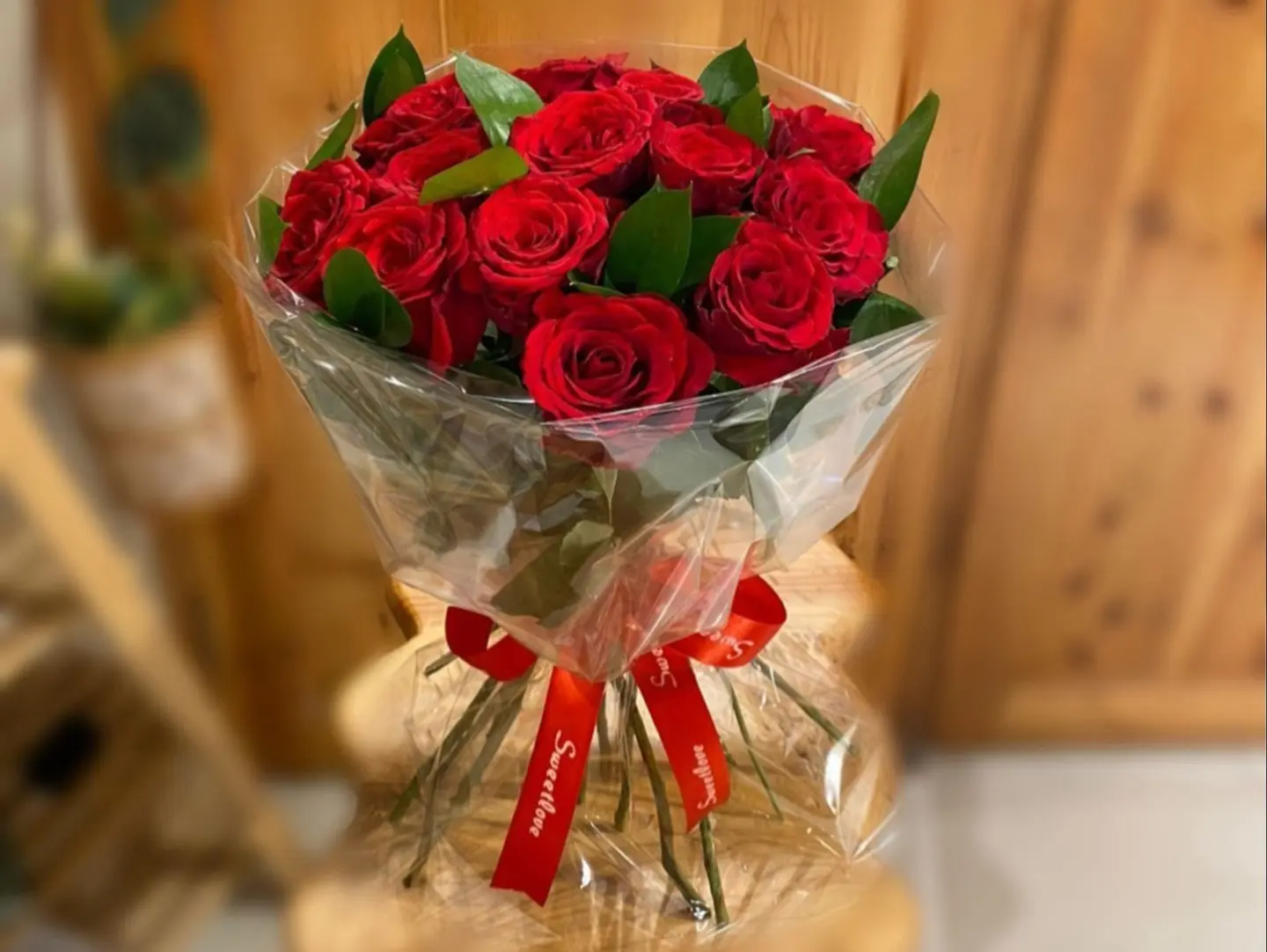 Red Rose Bouquet With Transparent Wrapping